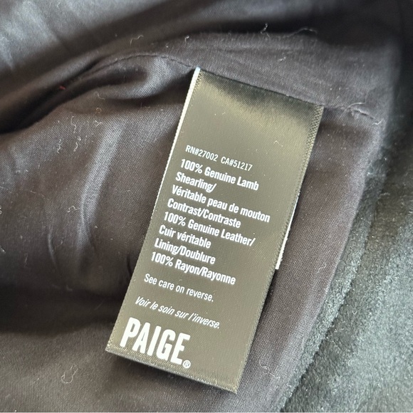 PAIGE Rhone Genuine Shearling & Suede Jacket Ecru Black - Picture 6 of 6